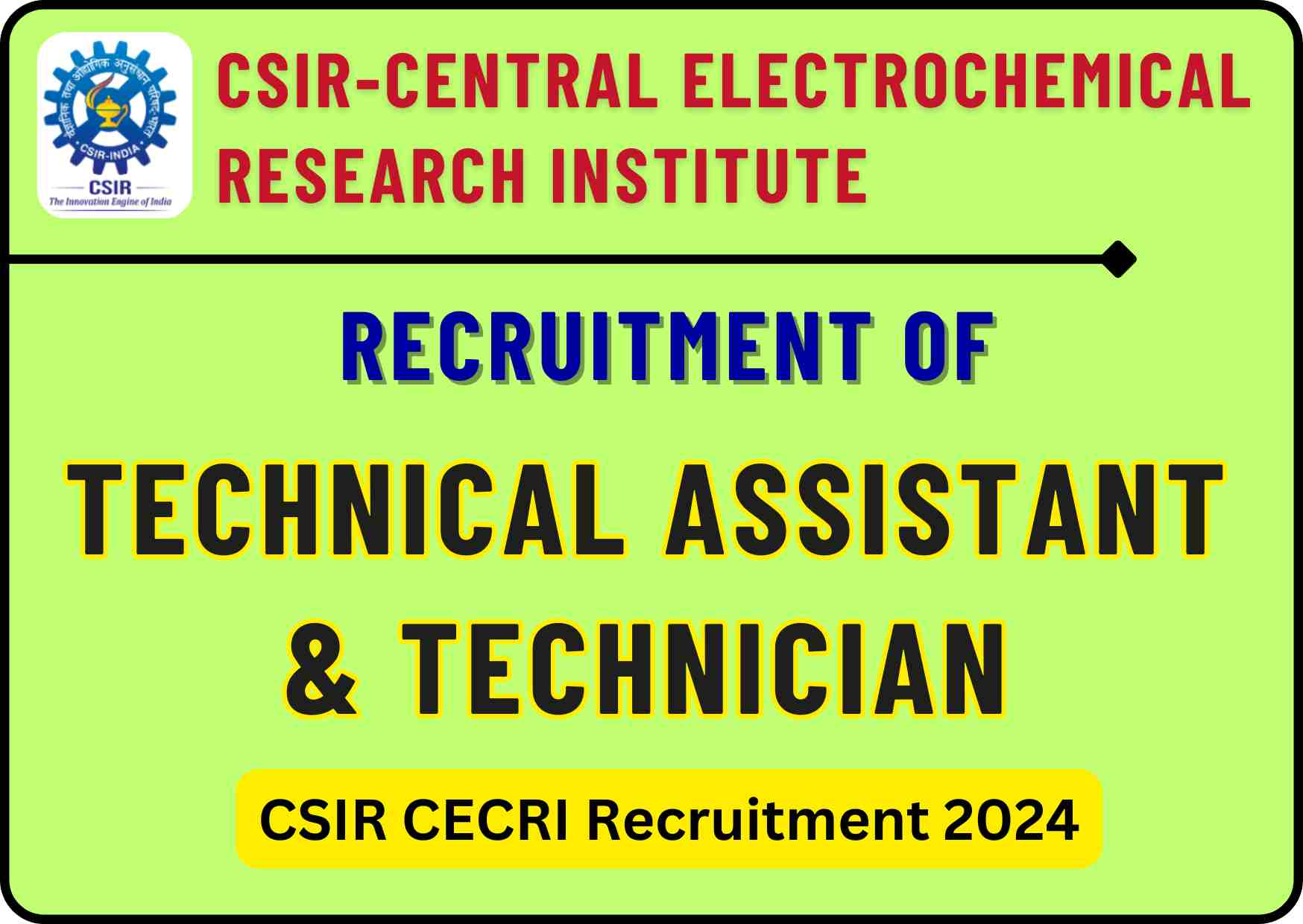 CSIR CECRI Recruitment 2024